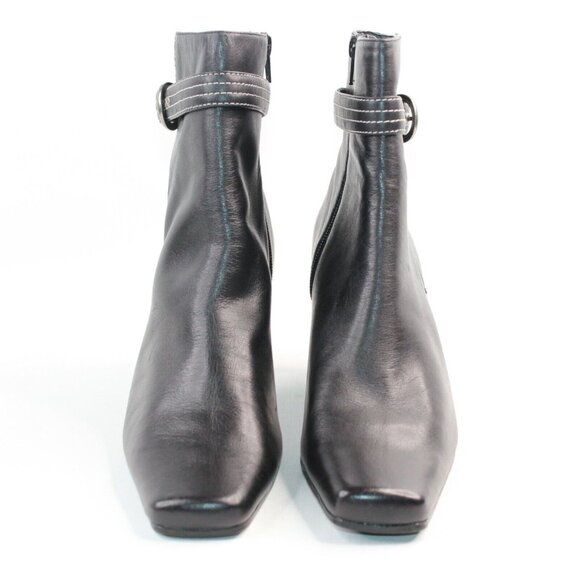 MARKON Womens Sz 9.5M Black Leather High Block Heel Fashion Ankle Boots Booties - Picture 6 of 12